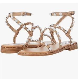 Steve Madden Tan Sandals with Silver Accents